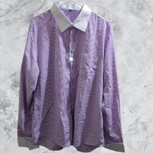 NWOT Amazon Purple Striped Button-Up Shirt With Cuff Links